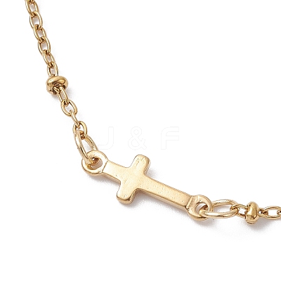 304 Stainless Steel Cross Link Chain Bracelet Making AJEW-JB01380-01-1