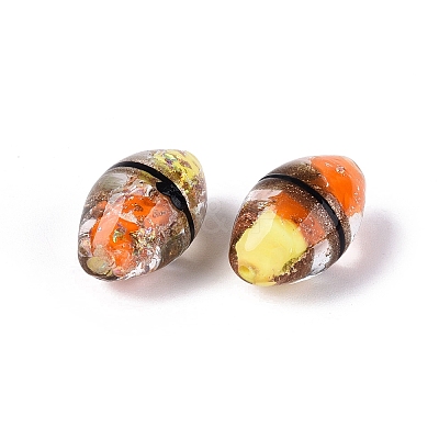 Two Tone Color Handmade Foil Glass Beads FOIL-Q001-01C-1