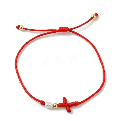 Rack Plating Brass & Natural Cultured Freshwater Pearl Beads Braided Bead Bracelets BJEW-JB13768-1