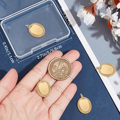 6Pcs 304 Stainless Steel Pendant Cabochon Settings STAS-BBC0004-68G-1