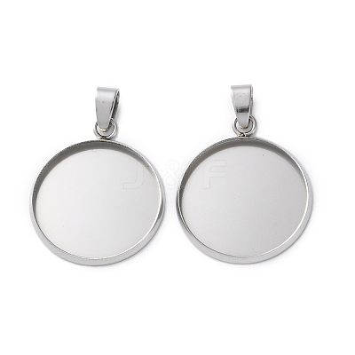 304 Stainless Steel Pendant Cabochon Settings STAS-L282-010P-08-1