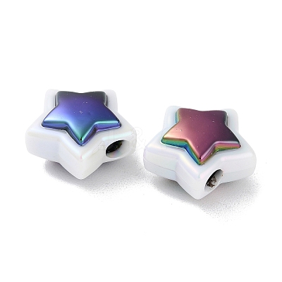 UV Plating Rainbow Iridescent Acrylic Beads OACR-H112-19A-1
