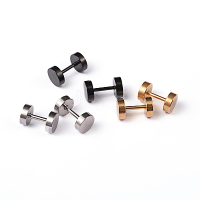 Flat Round 304 Stainless Steel Barbell Cartilage Earrings EJEW-L164-04-1