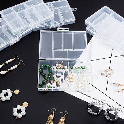 6Pcs Rectangle Polypropylene(PP) Bead Storage Container CON-AN0001-01-1