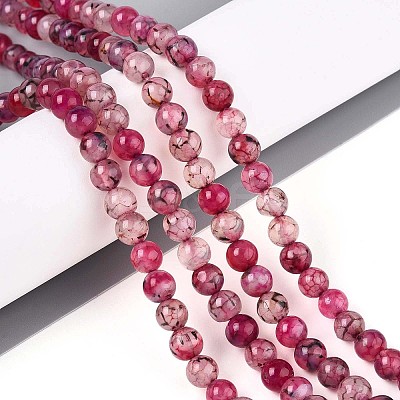 Dyed Natural Dragon Veins Agate Beads Strands G-Q462-128A-8mm-1