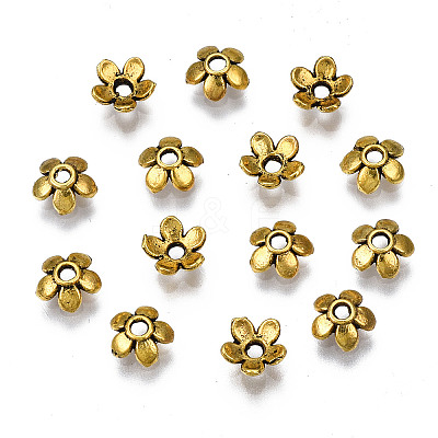 Tibetan Style Alloy Bead Caps X-TIBEB-S039-017AG-RS-1