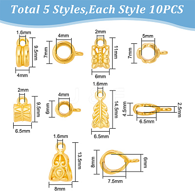 50Pcs 5 Style Rack Plating Alloy Tube Bails FIND-HY0003-37-1