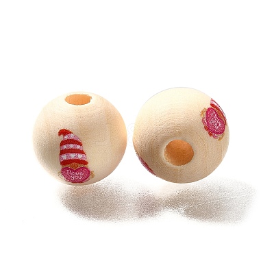 Valentine's Day Element Printed Wood Beads WOOD-R002-01-02-1