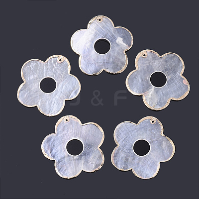 Edge Golden Plated Capiz Shell Pendants X-SHEL-S276-57-1