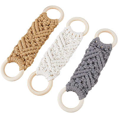 3Pcs 3 Colors Handmade Macrame Cotton Hanging Towel Holder AJEW-CN0006-37-1