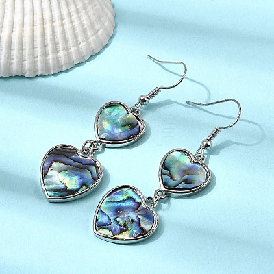 Brass Natural Abalone Shell Dangle Earrings EJEW-F388-01B-P-1
