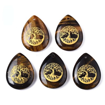 Natural Tiger Eye Pendants G-T122-71C-1