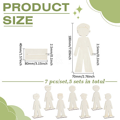 Wooden Boy Display Decorations AJEW-WH0270-939-1
