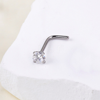 Bohemian Style 304 Stainless Steel Pave Clear Cubic Zirconia L-Shaped Nose Rings FS-WG96CDA-11-1