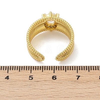 Brass Micro Pave Cubic Zirconia Open Cuff Rings for Women RJEW-U059-01G-02-1