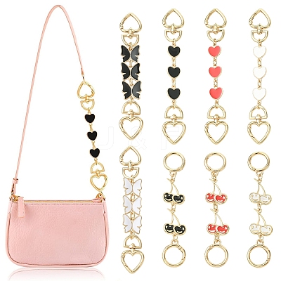 2Pcs 2 Styles Alloy Enamel Heart Butterfly Link Chain Bag Extender Chains FIND-YW0008-10A-1