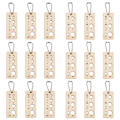 Rectangle Wooden Knitting Needle Gauge Pendants WOOD-NB0002-39-1