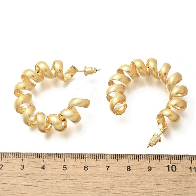 Brass Spiral Laid Stud Earrings for Women EJEW-A121-21G-1