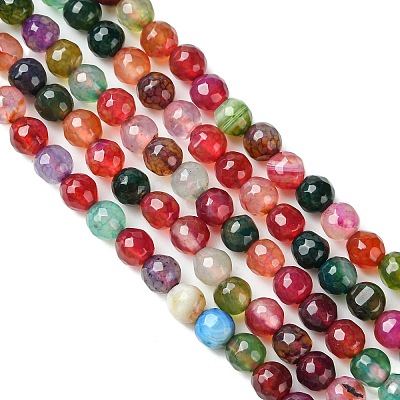 Natural Agate Round Beads Strand G-L084-6mm-08-1