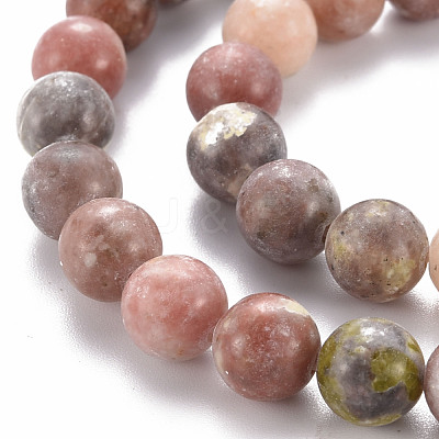 Round Natural Maible and Sesame Jasper/Kiwi Jasper Beads Strands G-S170-8mm-1