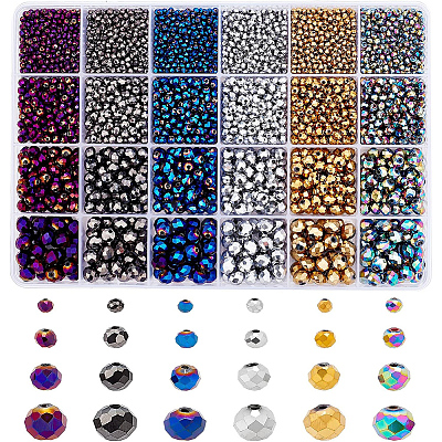 4350Pcs 24 Style Electroplate Transparent Glass Beads Strands EGLA-PH0001-27-1