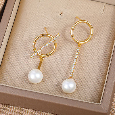 Fashionable Brass Round Stud Earrings ED8679-1