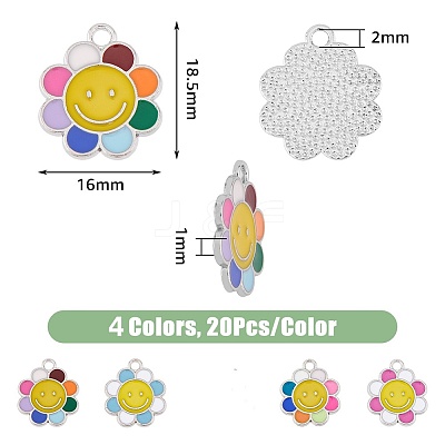 80Pcs 4 Colors  Alloy Enamel Charms FIND-DC0003-44-1