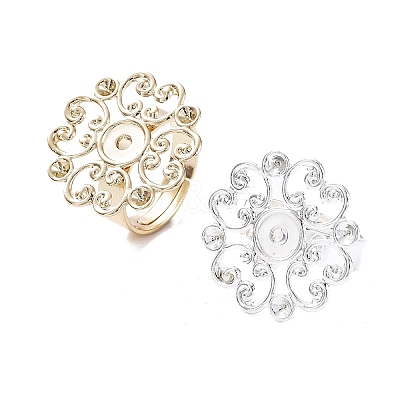 Flower Brass Adjustable Ring Findings RJEW-XCP0001-03-1