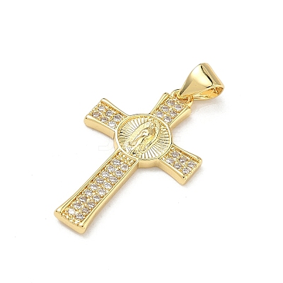 Brass Micro Pave Clear Cubic Zirconia Pendants KK-P350-16G-04-1