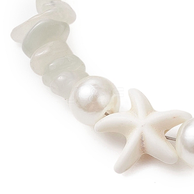 Starfish Synthetic Turquoise & Natural Moonstone Chip Beaded Bracelets for Women BJEW-JB11264-02-1