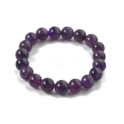 Natural Amethyst Bead Stretch Bracelets X-BJEW-K212-C-034-1
