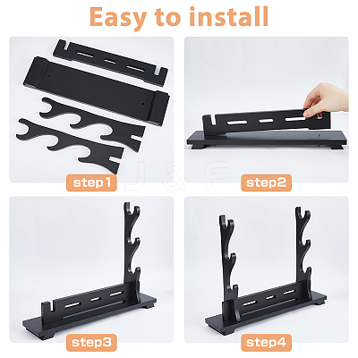 3-Tier Wooden Sword Katana Holder Stands ODIS-WH0081-11A-1