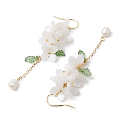 Shell Pearl Dangle Earrings EJEW-TA00617-02-1