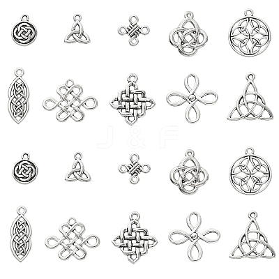 100Pcs 10 Styles Tibetan Style Alloy Pendants TIBEP-CJ0002-45-1