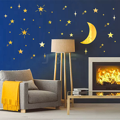 Star Acrylic Mirror Wall Stickers DIY-PH0017-37A-1