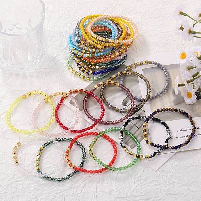 Glass Beads Bracelets BJEW-SW01604-02-1