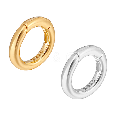 2Pcs 2 Colors 925 Sterling Silver Spring Gate Rings FIND-PH0022-62-1