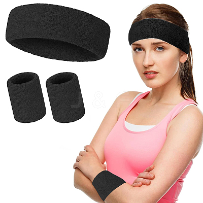 2 Bags Cotton Sports Headband & Wristband Set AJEW-CN0004-74B-1