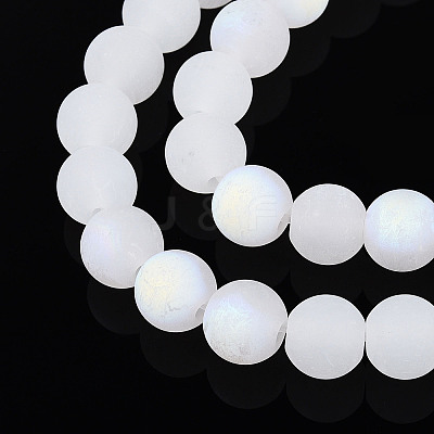 Frosted Imitation Jade Glass Beads Strands LS-GLAA-T032-J8mm-MBB01-1