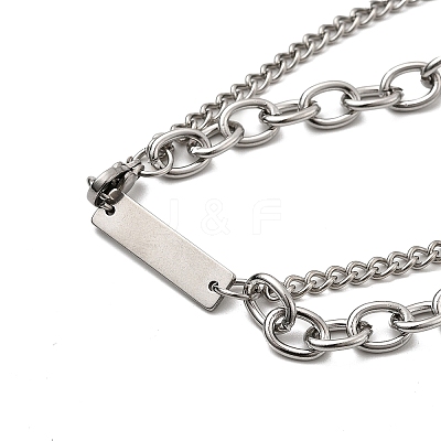 Gothic Style 304 Stainless Steel Link Double Layer Necklaces for Men FS-WG470F1-05-1