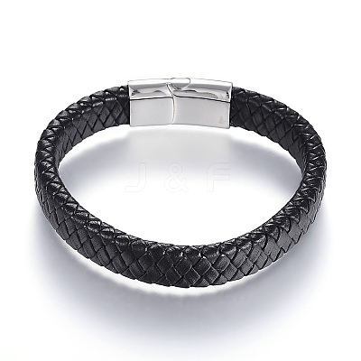 Braided Leather Cord Bracelets BJEW-K141-25P-1