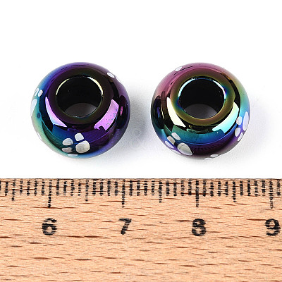 UV Plating Printed Opaque Acrylic European Beads MACR-N018-05B-1