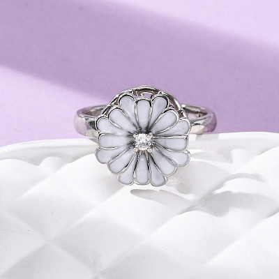 Brass Micro Pave Cubic Zirconia Rotating Finger Rings RJEW-S636-04P-1