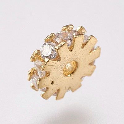 Brass Micro Pave Cubic Zirconia Beads KK-I614-058-1