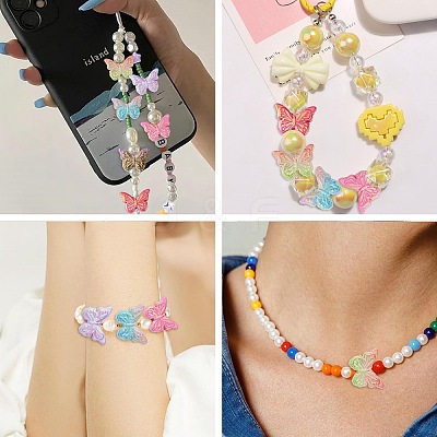 50Pcs 2 Styles UV Plating Acrylic Beads MACR-CJ0002-16-1