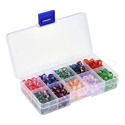 250Pcs 10 Colors Two Tone Transparent Spray Painted Acrylic Beads ACRP-CJ0001-03-1