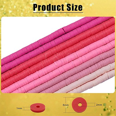 10 Strands 5 Colors Flat Round Handmade Polymer Clay Beads CLAY-SZ0002-02C-1