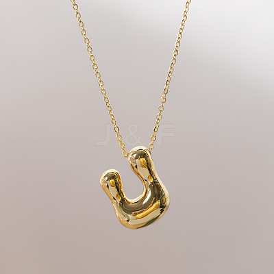 Brass Chunky Initial Pendant Necklaces WG97A63-21-1