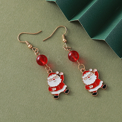 Alloy Enamel Santa Claus Dangle Earrings FS-WGCA223-01-1