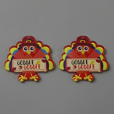 Thanksgiving Day Opaque Acrylic Pendants SACR-WH0006-22A-1